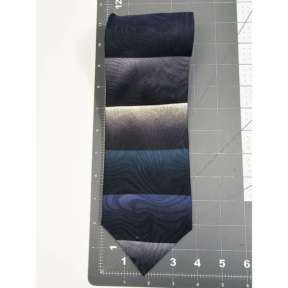 Couture by x'Andrini Men's Black Blue Silk Tie Vintage 80s 90s Flawed